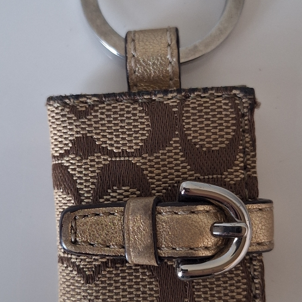 Vintage Coach Picture Frame Signature Brown Snap Buckle Y2K Keychain Dual Photo - Picture 4 of 10